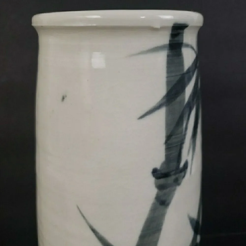 Studio Art Pottery Vase Bamboo Motif 9